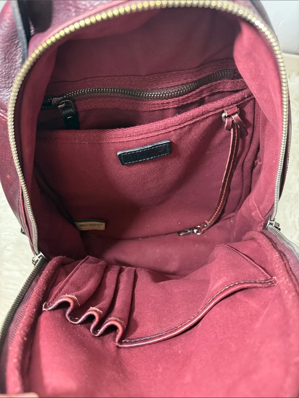 Old Trend Compact Red Leather Backpack medium